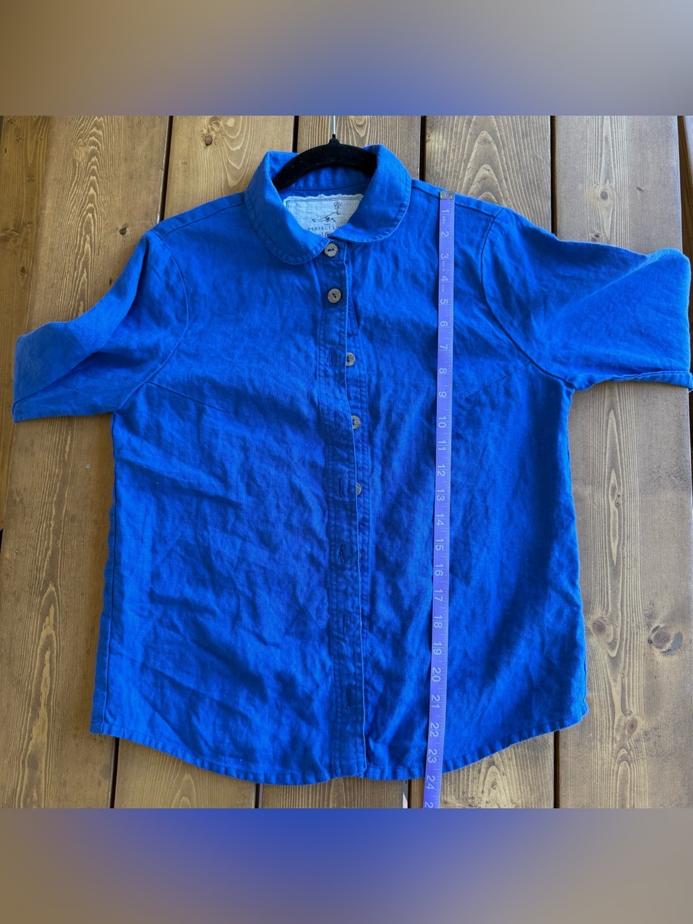 Not Perfect Linen 100% Linen Blue Button Front Shirt M Lithuania Slow Fashion - Picture 8 of 8